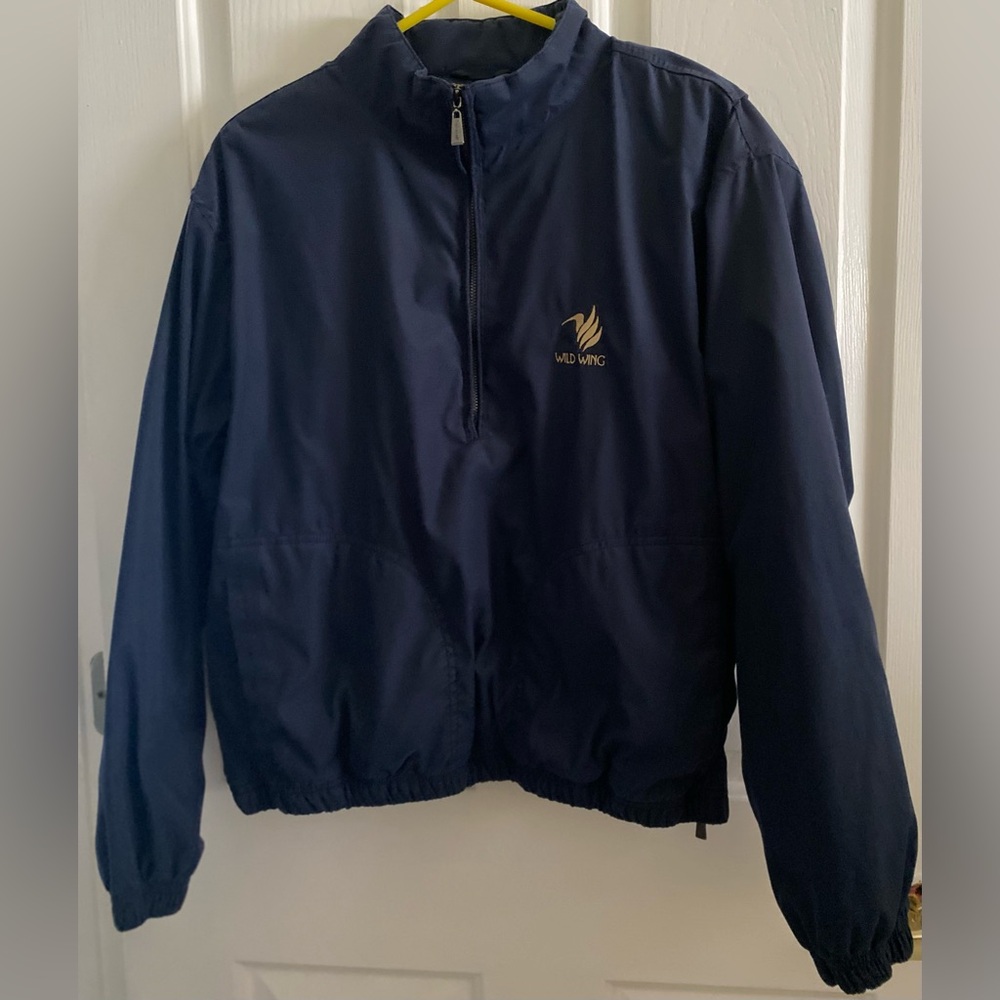 ANTIGUA .. WOMENS ..Navy Blue Windbreaker Jacket with Gold Logo